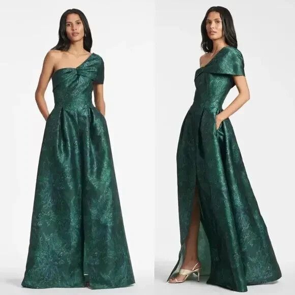 SACHIN & BABI Dresses & Skirts - Sachin & Babi Delilah One‎ Shoulder Mikado Gown Malachite Bouquet NEW $995